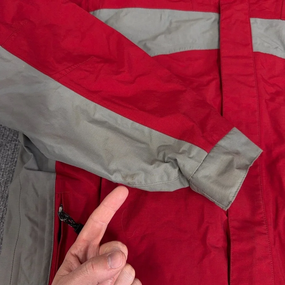 Vintage The North Face Hyvent Rain Jacket Men Large Red Gray Waterproof Shell